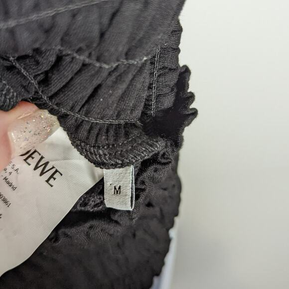 Loewe Paula’s Ibiza Black Sheer Mesh Strapless Smocked Dress or Skirt M - Picture 9 of 15